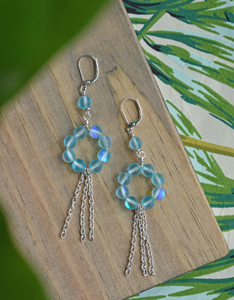 Blue Opal Beach Glass Earrings